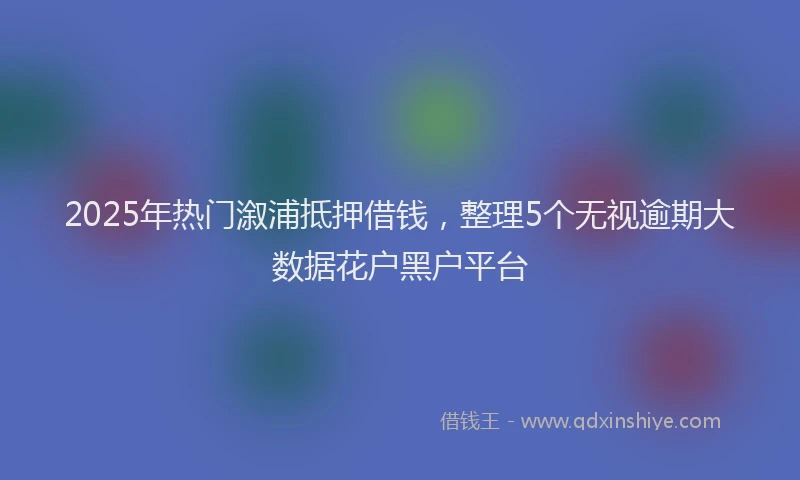 2025年热门溆浦抵押借钱，整理5个无视逾期大数据花户黑户平台