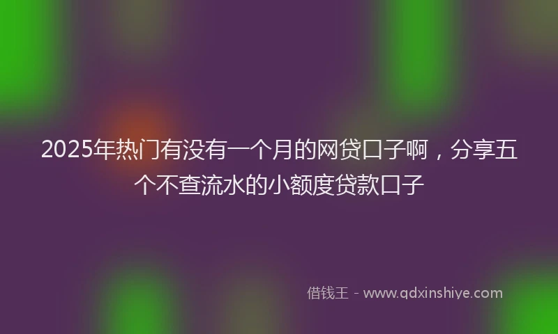 2025年热门有没有一个月的网贷口子啊，分享五个不查流水的小额度贷款口子