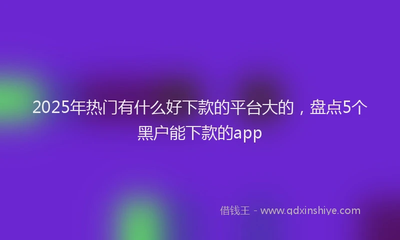 2025年热门有什么好下款的平台大的，盘点5个黑户能下款的app