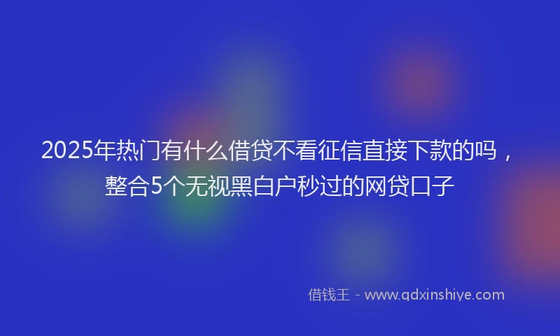 2025年热门有什么借贷不看征信直接下款的吗，整合5个无视黑白户秒过的网贷口子