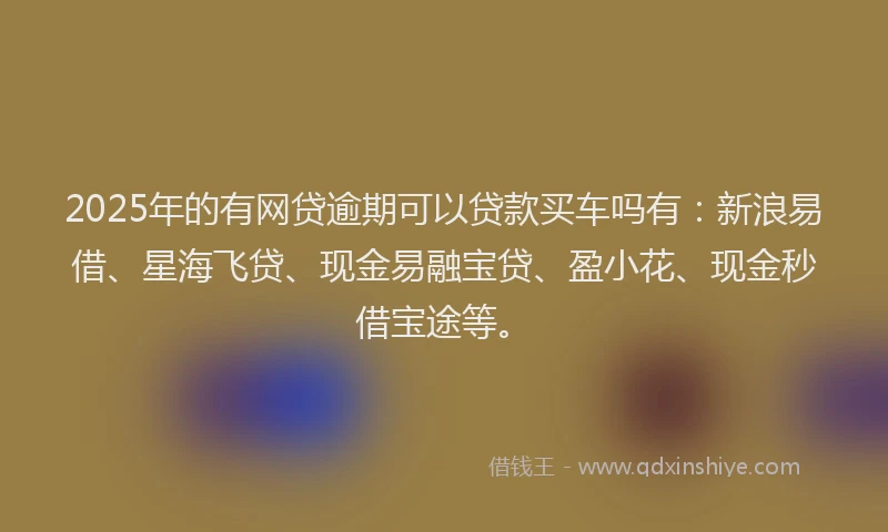 2025年的有网贷逾期可以贷款买车吗有：新浪易借、星海飞贷、现金易融宝贷、盈小花、现金秒借宝途等。