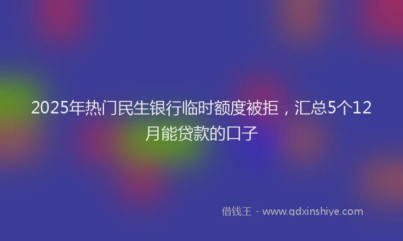 2025年热门民生银行临时额度被拒，汇总5个12月能贷款的口子
