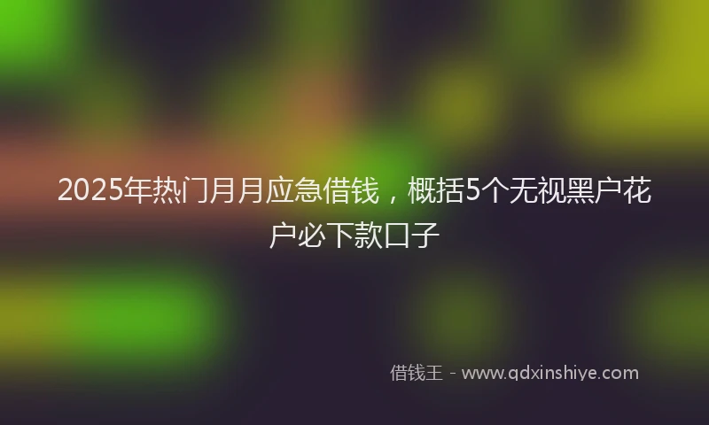 2025年热门月月应急借钱，概括5个无视黑户花户必下款口子