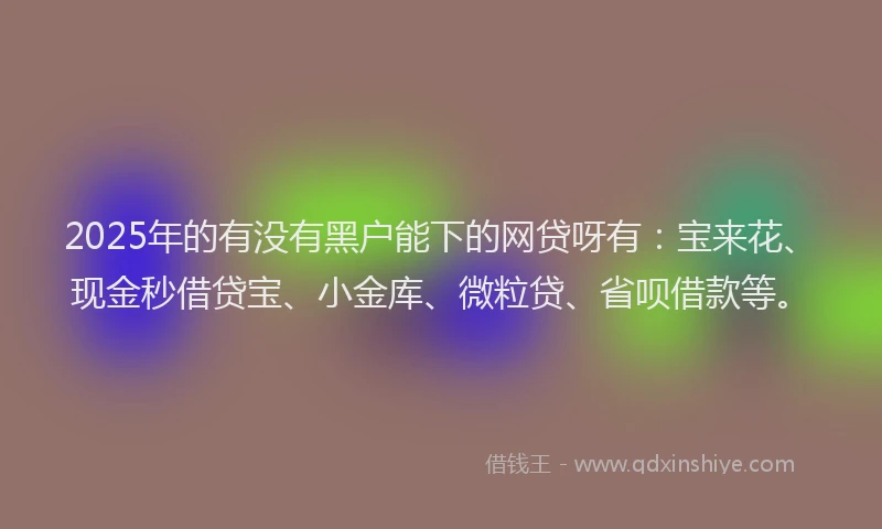 2025年的有没有黑户能下的网贷呀有：宝来花、现金秒借贷宝、小金库、微粒贷、省呗借款等。