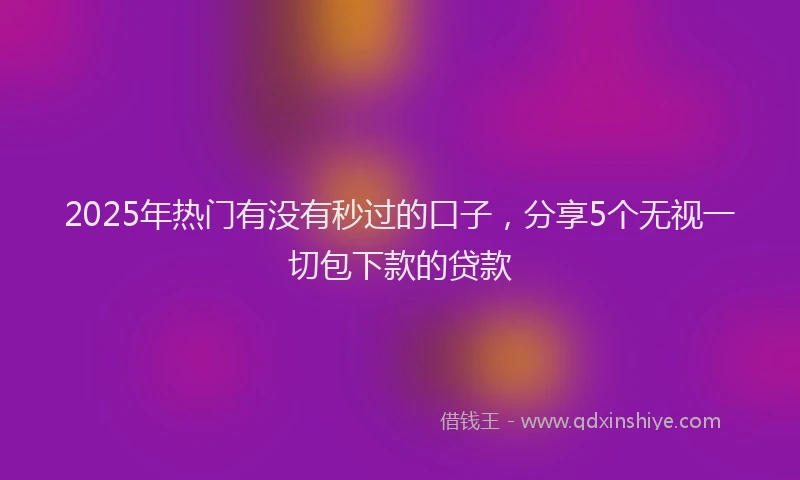 2025年热门有没有秒过的口子，分享5个无视一切包下款的贷款