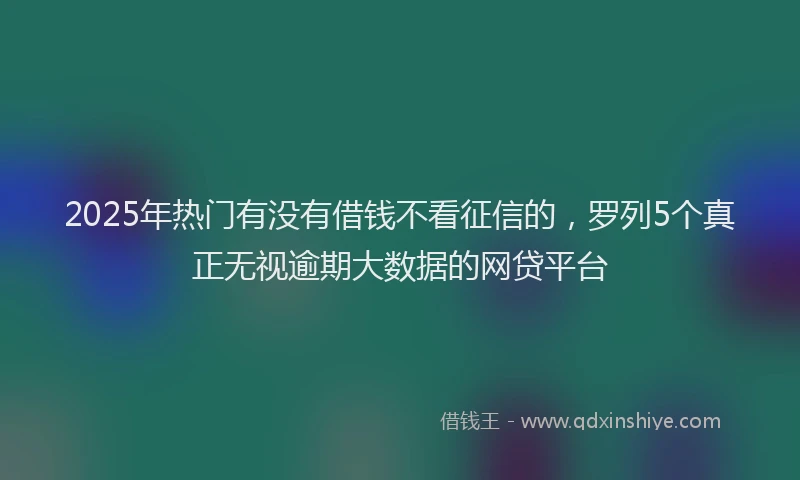 2025年热门有没有借钱不看征信的，罗列5个真正无视逾期大数据的网贷平台