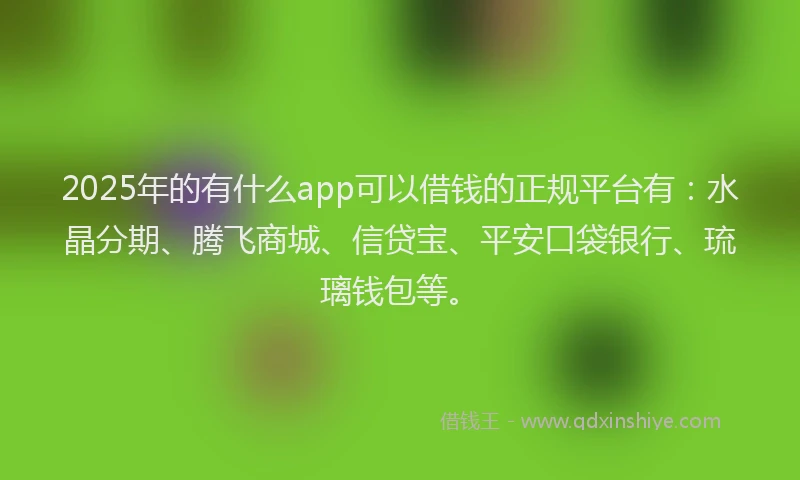2025年的有什么app可以借钱的正规平台有：水晶分期、腾飞商城、信贷宝、平安口袋银行、琉璃钱包等。