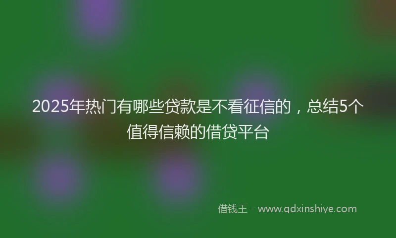 2025年热门有哪些贷款是不看征信的，总结5个值得信赖的借贷平台