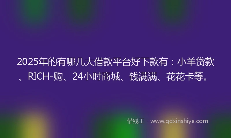 2025年的有哪几大借款平台好下款有：小羊贷款、RICH-购、24小时商城、钱满满、花花卡等。