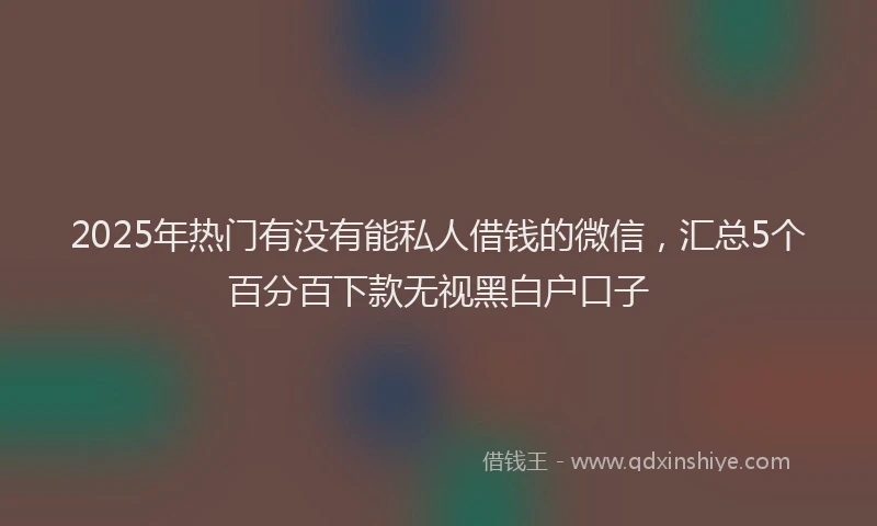 2025年热门有没有能私人借钱的微信，汇总5个百分百下款无视黑白户口子