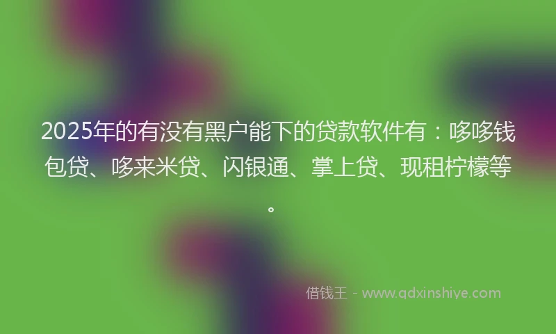 2025年的有没有黑户能下的贷款软件有：哆哆钱包贷、哆来米贷、闪银通、掌上贷、现租柠檬等。