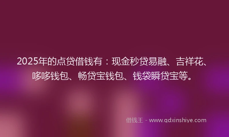 2025年的点贷借钱有：现金秒贷易融、吉祥花、哆哆钱包、畅贷宝钱包、钱袋瞬贷宝等。