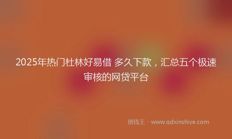 2025年热门杜林好易借 多久下款，汇总五个极速审核的网贷平台
