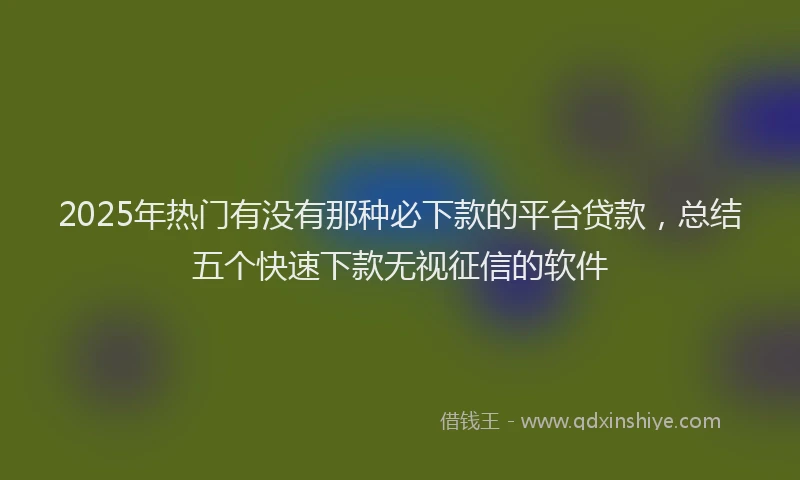 2025年热门有没有那种必下款的平台贷款，总结五个快速下款无视征信的软件