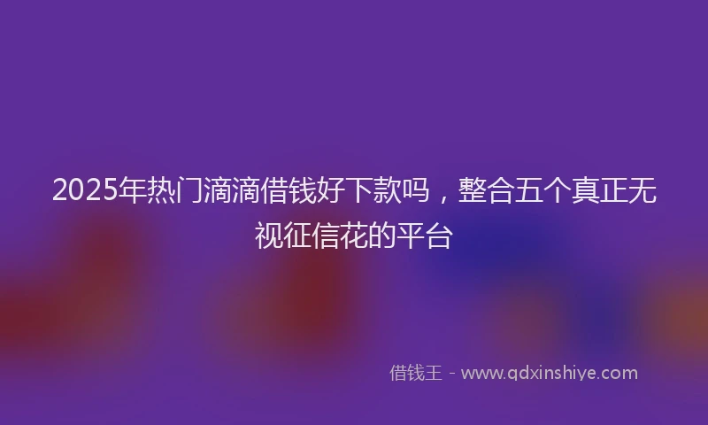 2025年热门滴滴借钱好下款吗,整合五个真正无视征信花的平台