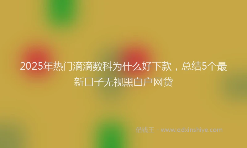 2025年热门滴滴数科为什么好下款，总结5个最新口子无视黑白户网贷