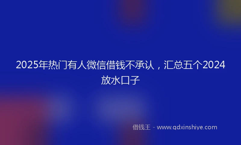 2025年热门有人微信借钱不承认，汇总五个2024放水口子