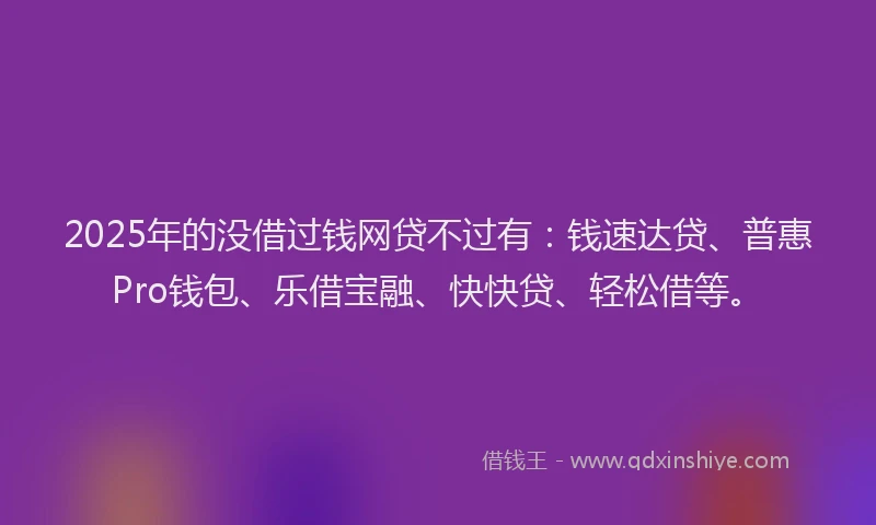 2025年的没借过钱网贷不过有：钱速达贷、普惠Pro钱包、乐借宝融、快快贷、轻松借等。