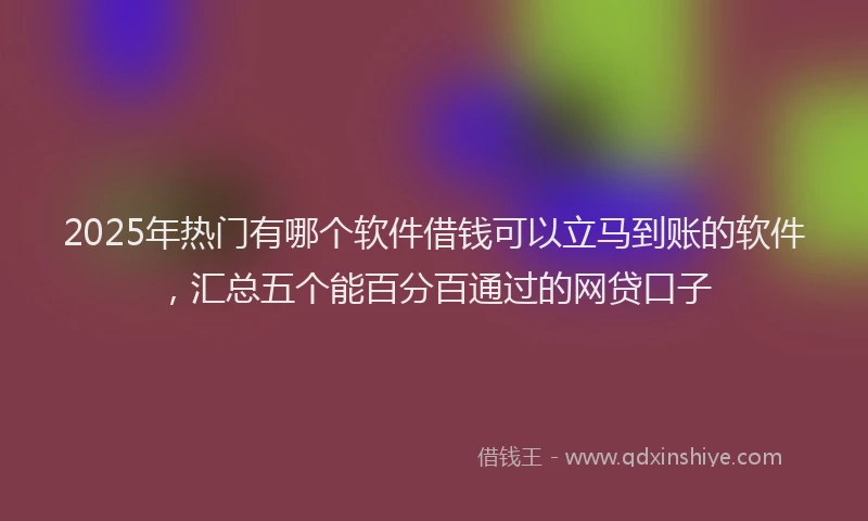 2025年热门有哪个软件借钱可以立马到账的软件，汇总五个能百分百通过的网贷口子