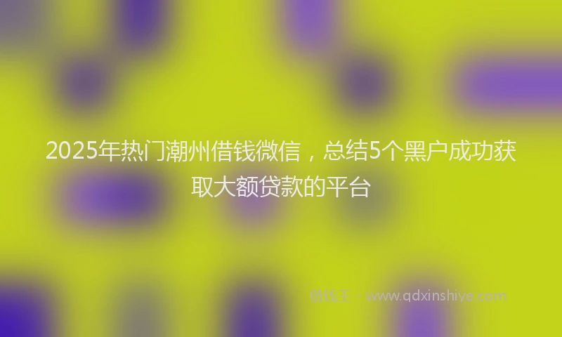 2025年热门潮州借钱微信，总结5个黑户成功获取大额贷款的平台