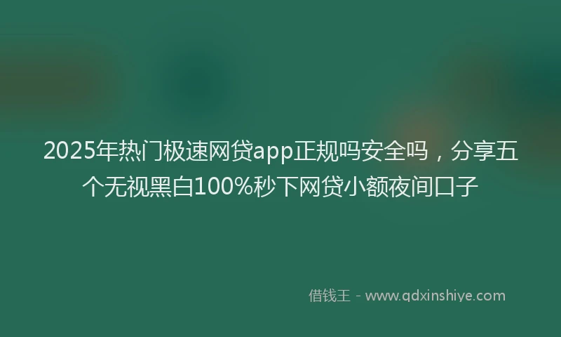 2025年热门极速网贷app正规吗安全吗，分享五个无视黑白100%秒下网贷小额夜间口子