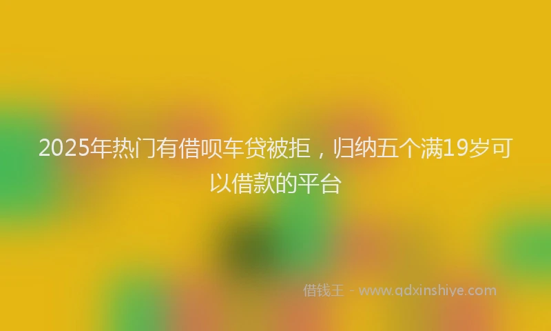 2025年热门有借呗车贷被拒，归纳五个满19岁可以借款的平台