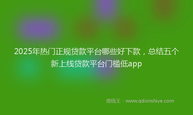 2025年热门正规贷款平台哪些好下款，总结五个新上线贷款平台门槛低app
