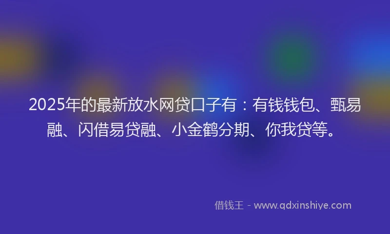 2025年的最新放水网贷口子有：有钱钱包、甄易融、闪借易贷融、小金鹤分期、你我贷等。