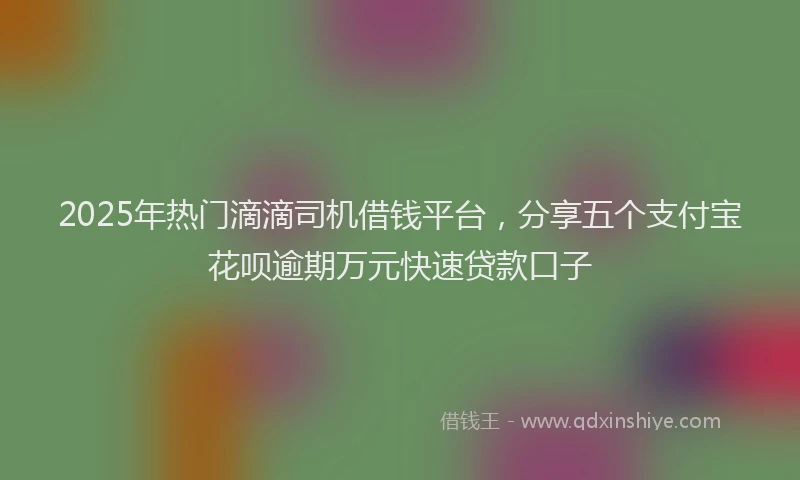 2025年热门滴滴司机借钱平台,分享五个支付宝花呗逾期万元快速贷款口子