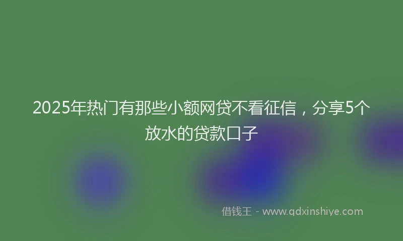 2025年热门有那些小额网贷不看征信，分享5个放水的贷款口子