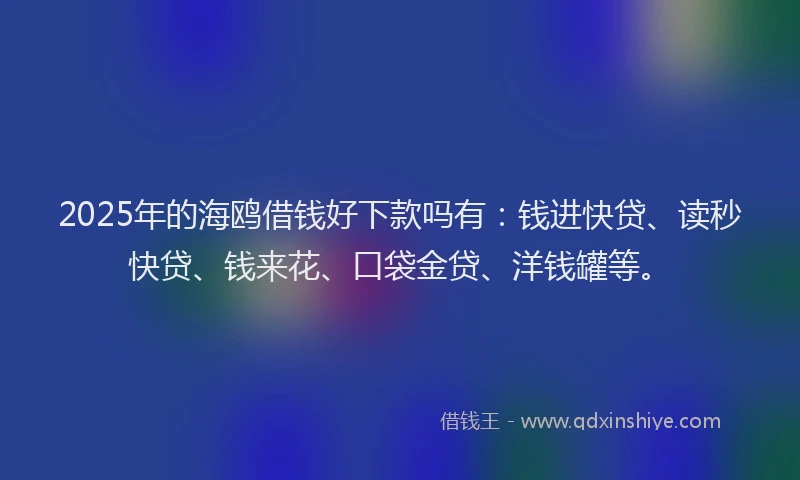 2025年的海鸥借钱好下款吗有：钱进快贷、读秒快贷、钱来花、口袋金贷、洋钱罐等。