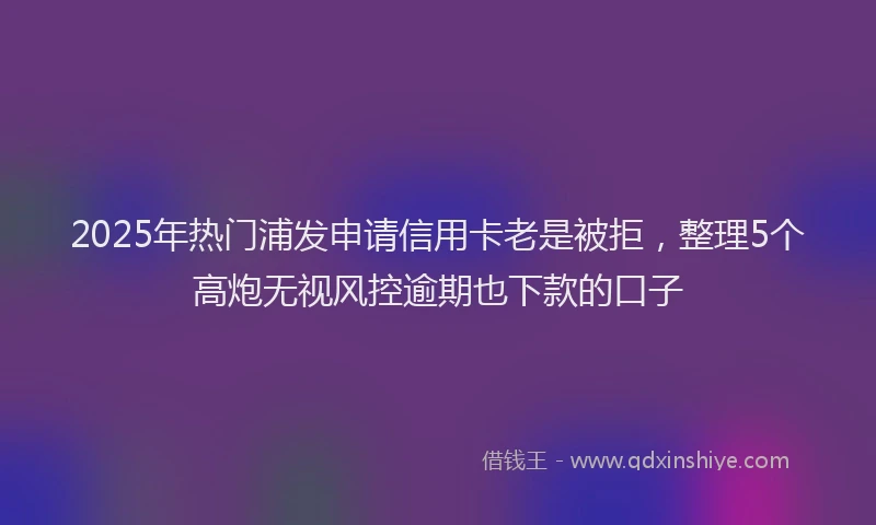 2025年热门浦发申请信用卡老是被拒，整理5个高炮无视风控逾期也下款的口子