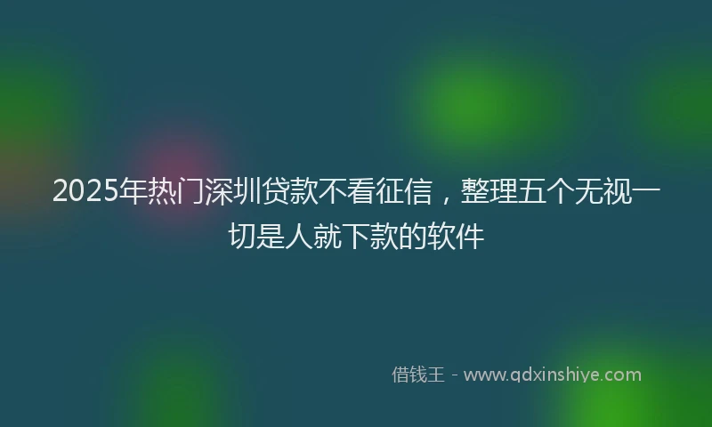 2025年热门深圳贷款不看征信，整理五个无视一切是人就下款的软件
