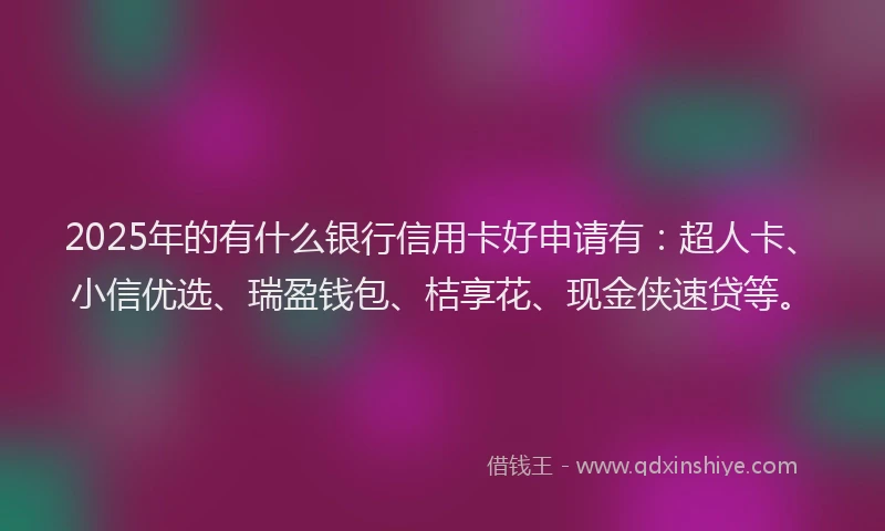 2025年的有什么银行信用卡好申请有：超人卡、小信优选、瑞盈钱包、桔享花、现金侠速贷等。