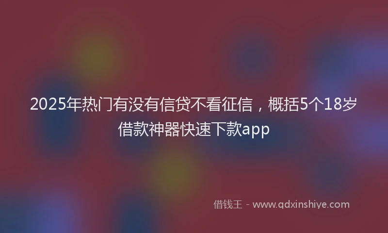 2025年热门有没有信贷不看征信，概括5个18岁借款神器快速下款app