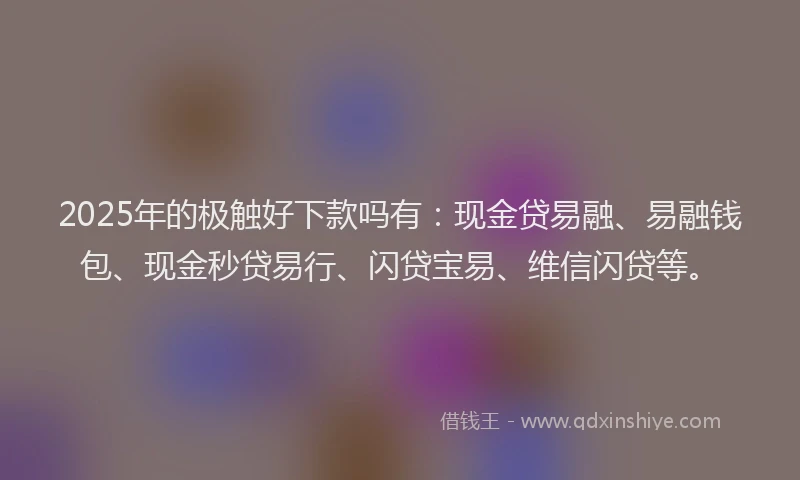 2025年的极触好下款吗有：现金贷易融、易融钱包、现金秒贷易行、闪贷宝易、维信闪贷等。