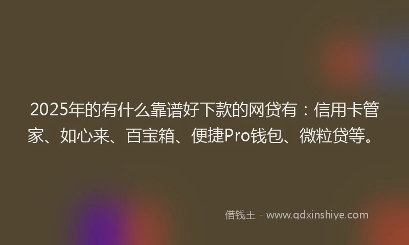 2025年的有什么靠谱好下款的网贷有：信用卡管家、如心来、百宝箱、便捷Pro钱包、微粒贷等。