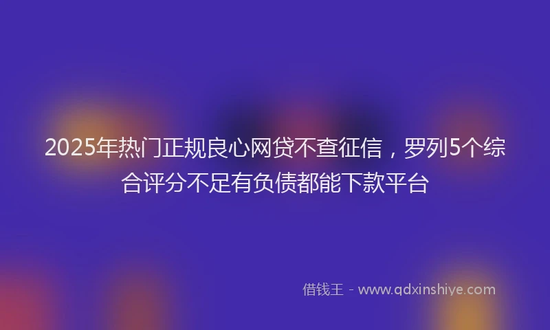 2025年热门正规良心网贷不查征信，罗列5个综合评分不足有负债都能下款平台