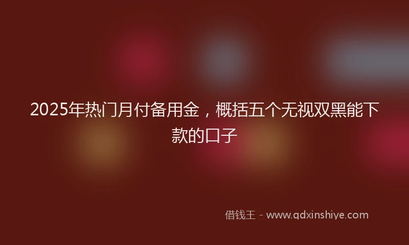 2025年热门月付备用金，概括五个无视双黑能下款的口子