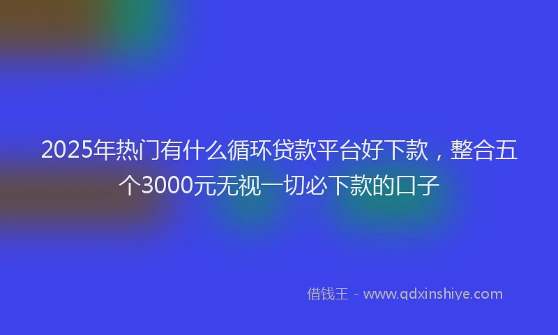 2025年热门有什么循环贷款平台好下款，整合五个3000元无视一切必下款的口子