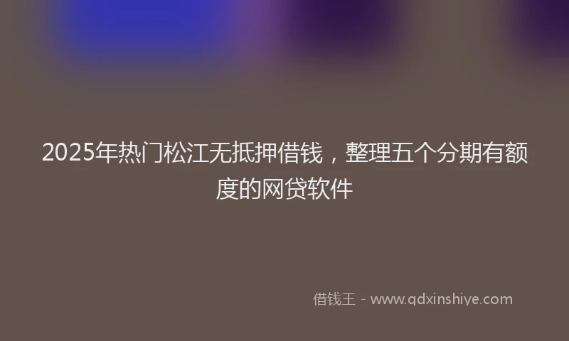 2025年热门松江无抵押借钱，整理五个分期有额度的网贷软件
