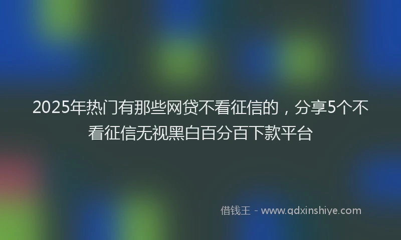 2025年热门有那些网贷不看征信的，分享5个不看征信无视黑白百分百下款平台