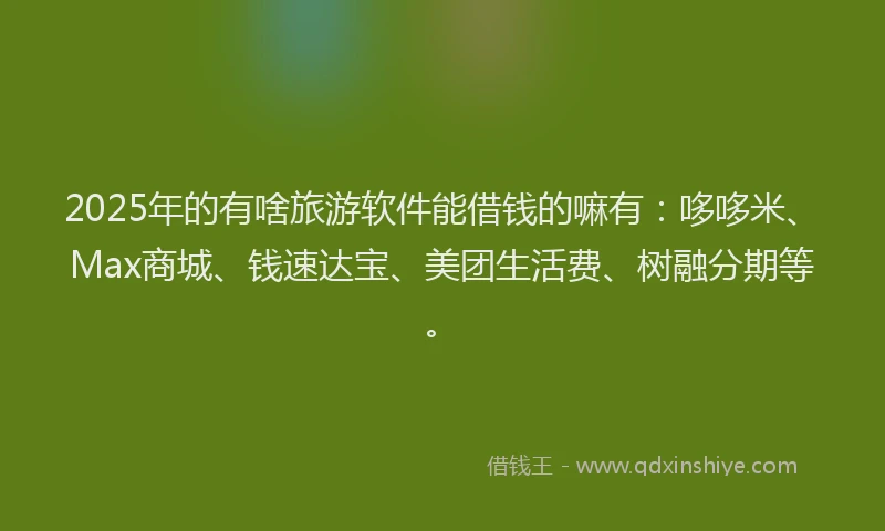 2025年的有啥旅游软件能借钱的嘛有：哆哆米、Max商城、钱速达宝、美团生活费、树融分期等。