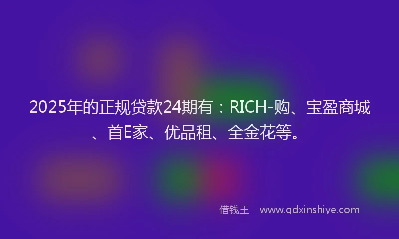 2025年的正规贷款24期有：RICH-购、宝盈商城、首E家、优品租、全金花等。