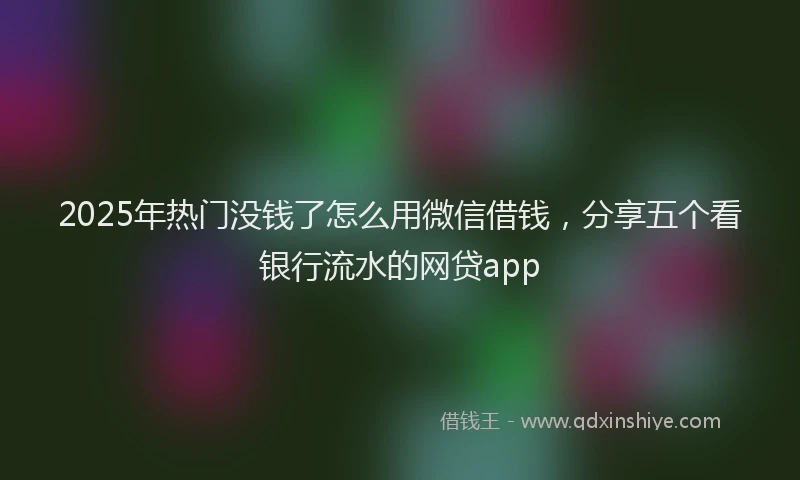2025年热门没钱了怎么用微信借钱，分享五个看银行流水的网贷app