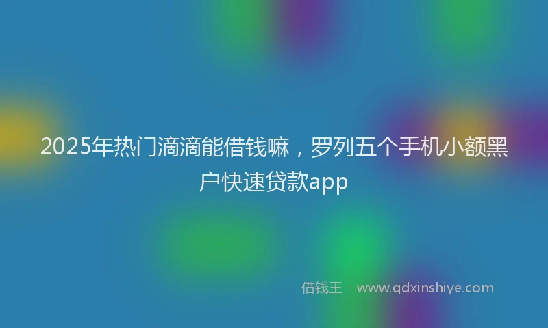 2025年热门滴滴能借钱嘛，罗列五个手机小额黑户快速贷款app