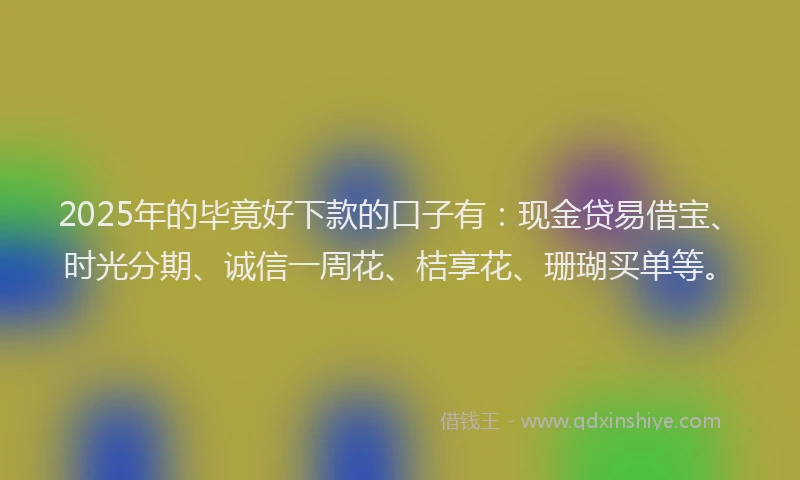 2025年的毕竟好下款的口子有：现金贷易借宝、时光分期、诚信一周花、桔享花、珊瑚买单等。