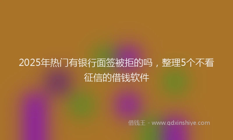 2025年热门有银行面签被拒的吗,整理5个不看征信的借钱软件