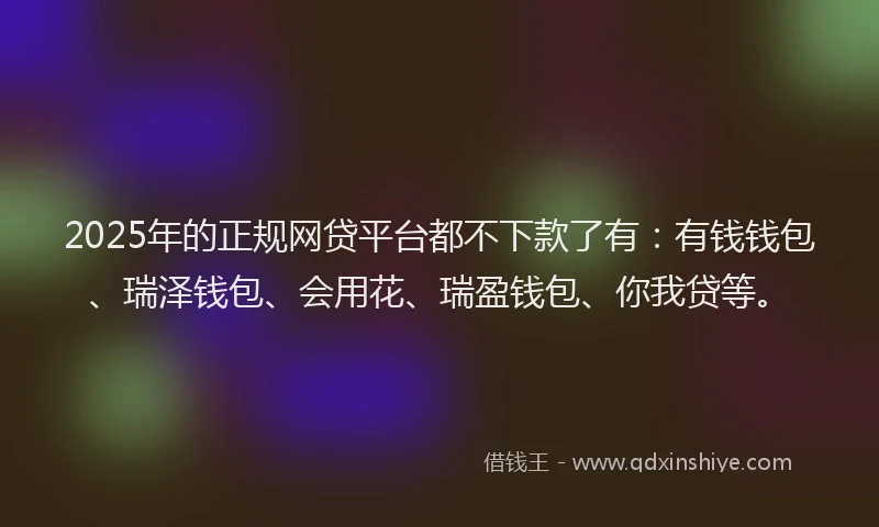 2025年的正规网贷平台都不下款了有：有钱钱包、瑞泽钱包、会用花、瑞盈钱包、你我贷等。
