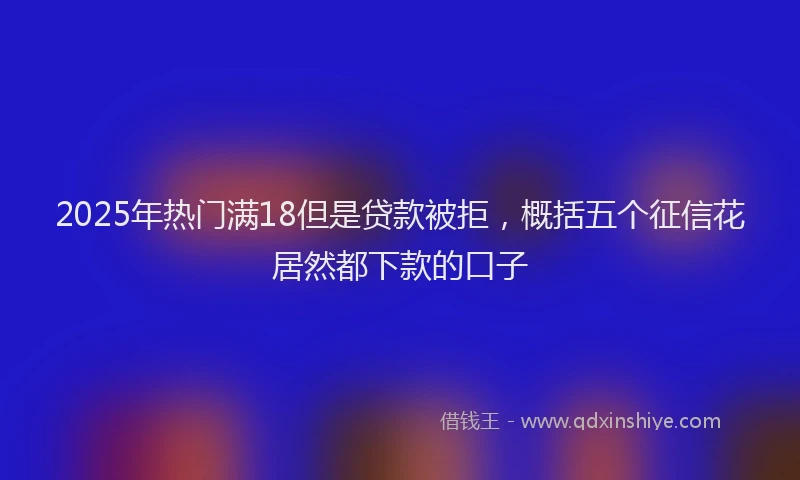 2025年热门满18但是贷款被拒，概括五个征信花居然都下款的口子